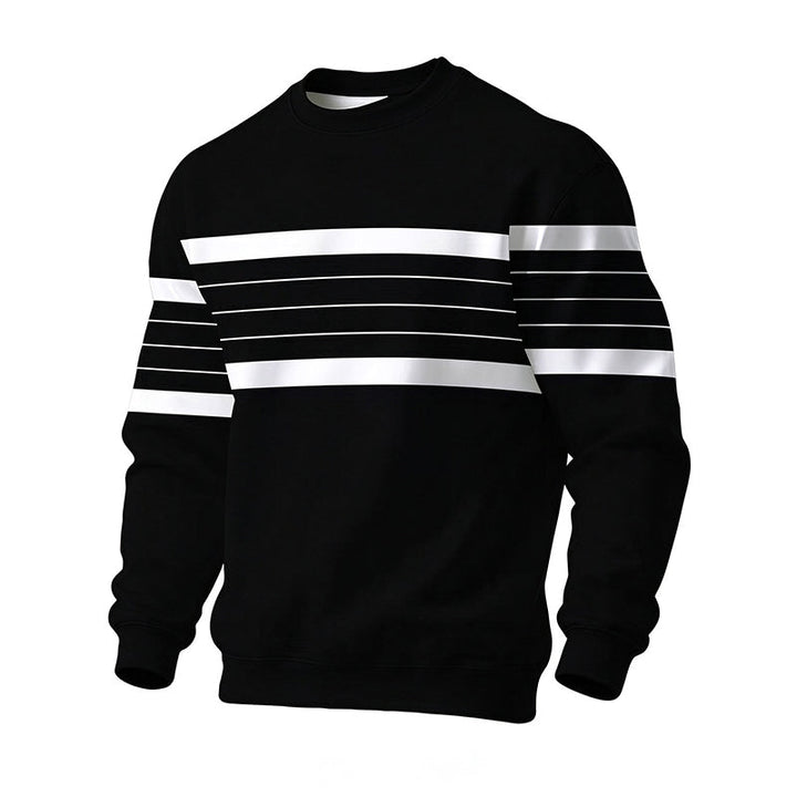 Wayale - Lässiges Gestreiftes Sweatshirt Mit Rundhalsausschnitt