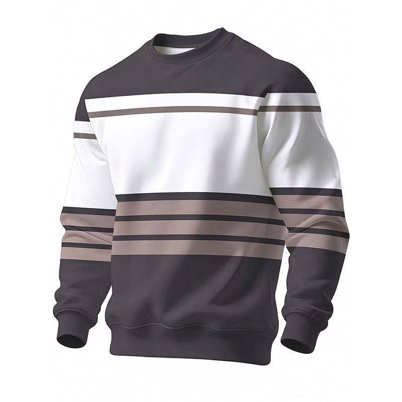 Wayale - Lässiges Gestreiftes Sweatshirt Mit Rundhalsausschnitt
