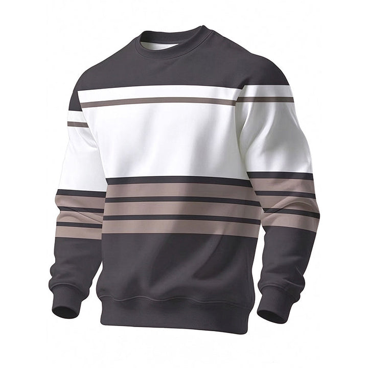 Wayale - Lässiges Gestreiftes Sweatshirt Mit Rundhalsausschnitt