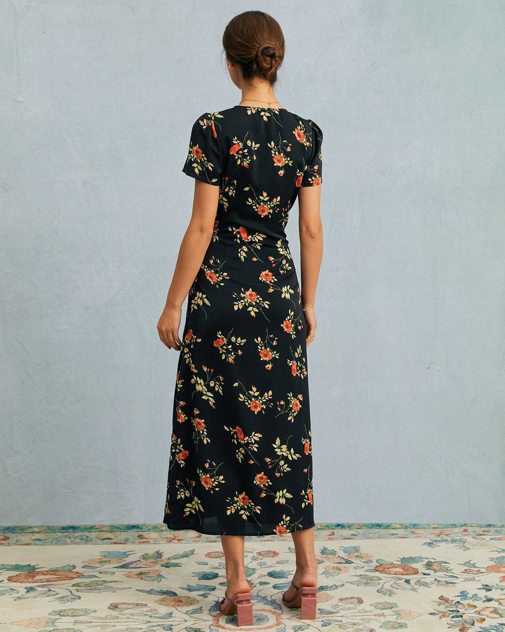 Kambria – Kurzärmeliges Midikleid Mit Blumenmuster