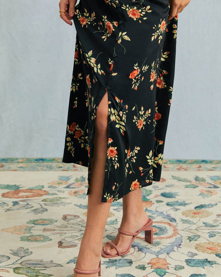 Kambria – Kurzärmeliges Midikleid Mit Blumenmuster