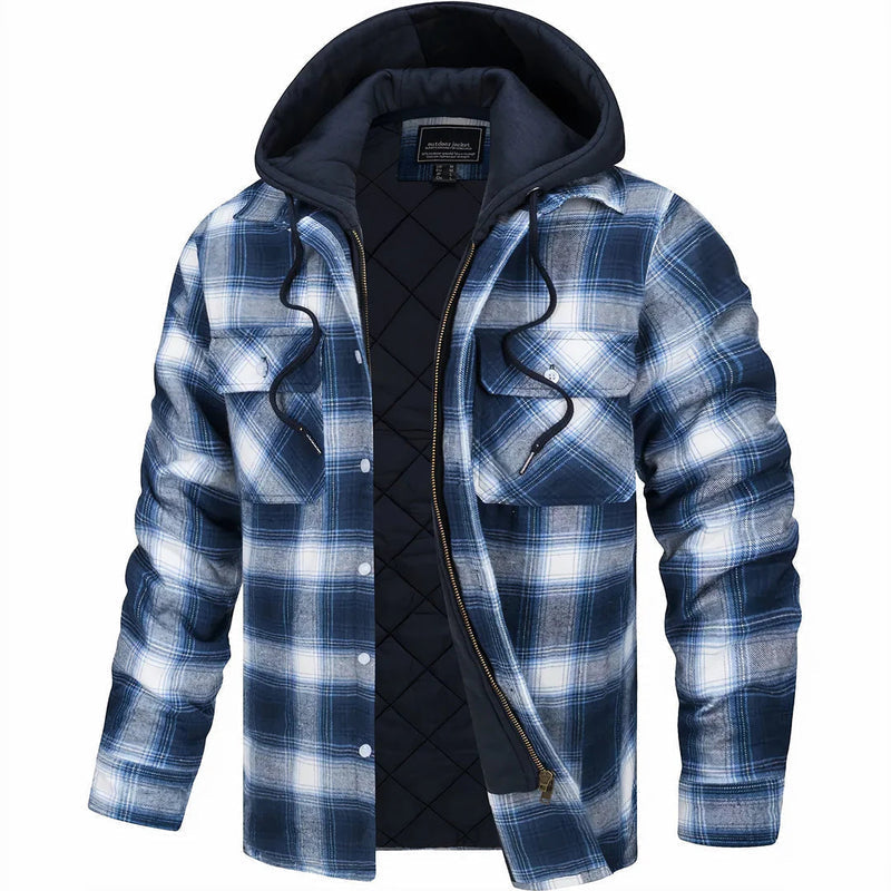 Nadav - Elegante Warme Kapuzen Jacke Mit Langen Ärmeln Und Knöpfen