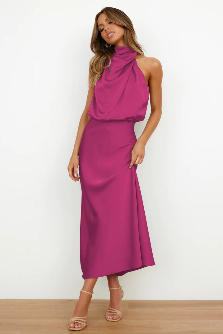 Aukje – Elegantes ärmelloses Maxikleid Aus Satin