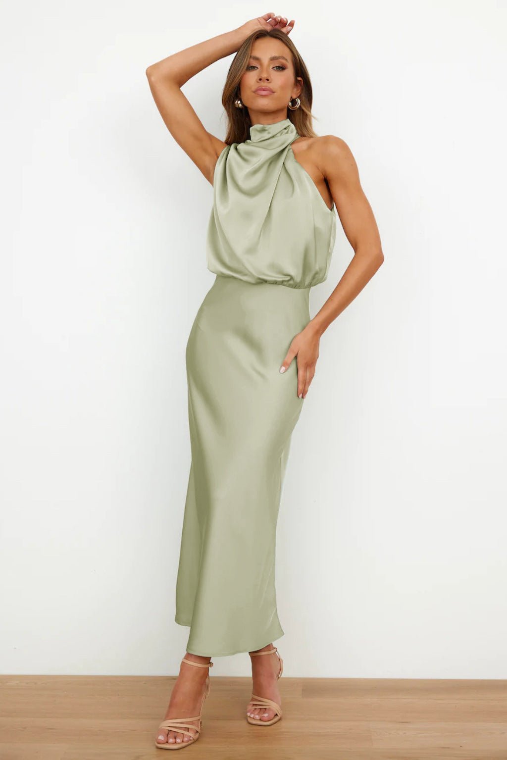 Aukje – Elegantes ärmelloses Maxikleid Aus Satin