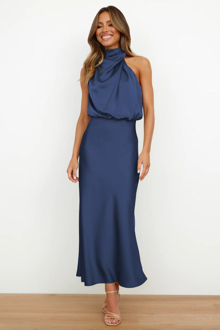 Aukje – Elegantes ärmelloses Maxikleid Aus Satin