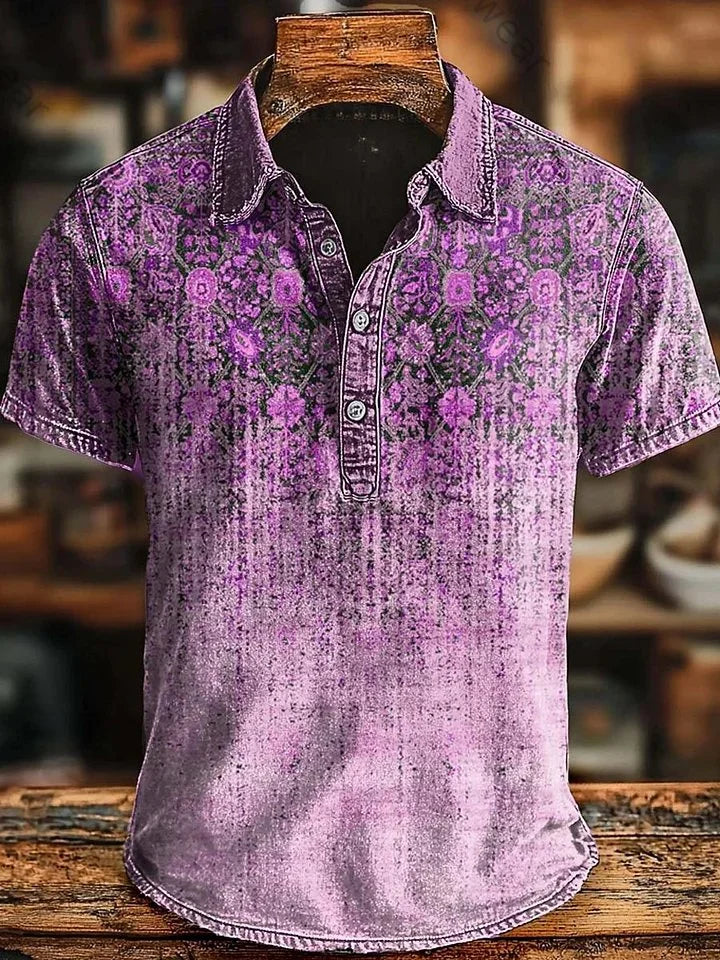 Vishal - Retro Polo Shirt Mit Farbverlauf