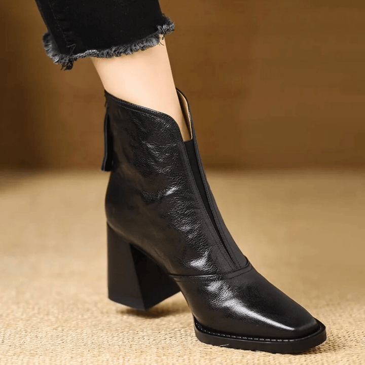 Cerise - Lederstiefel Mit Mittlerem Absatz