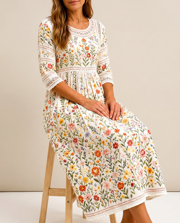 Lejina – Midi-Kleid „Blumenwiesen-Anhänger“
