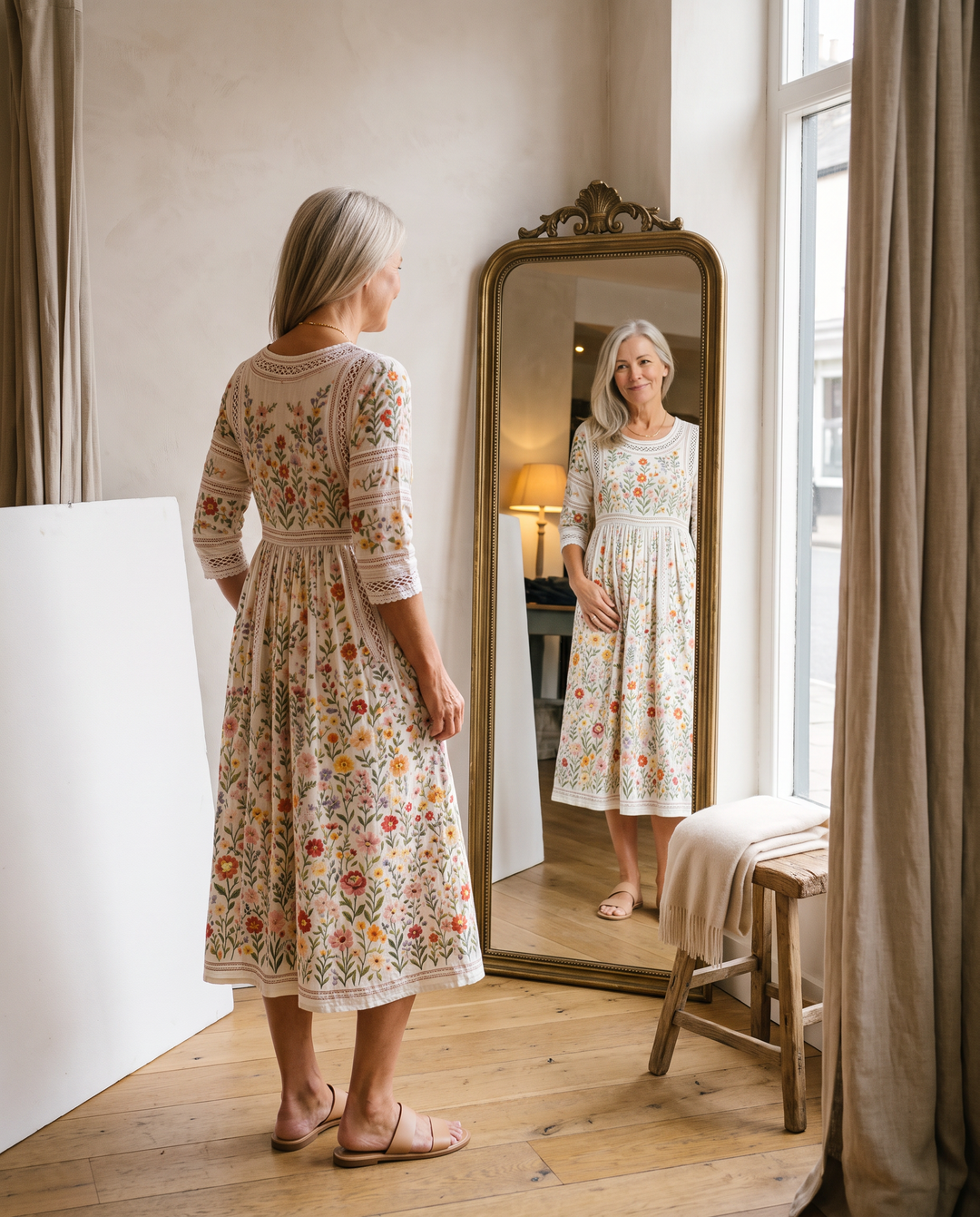 Lejina – Midi-Kleid „Blumenwiesen-Anhänger“