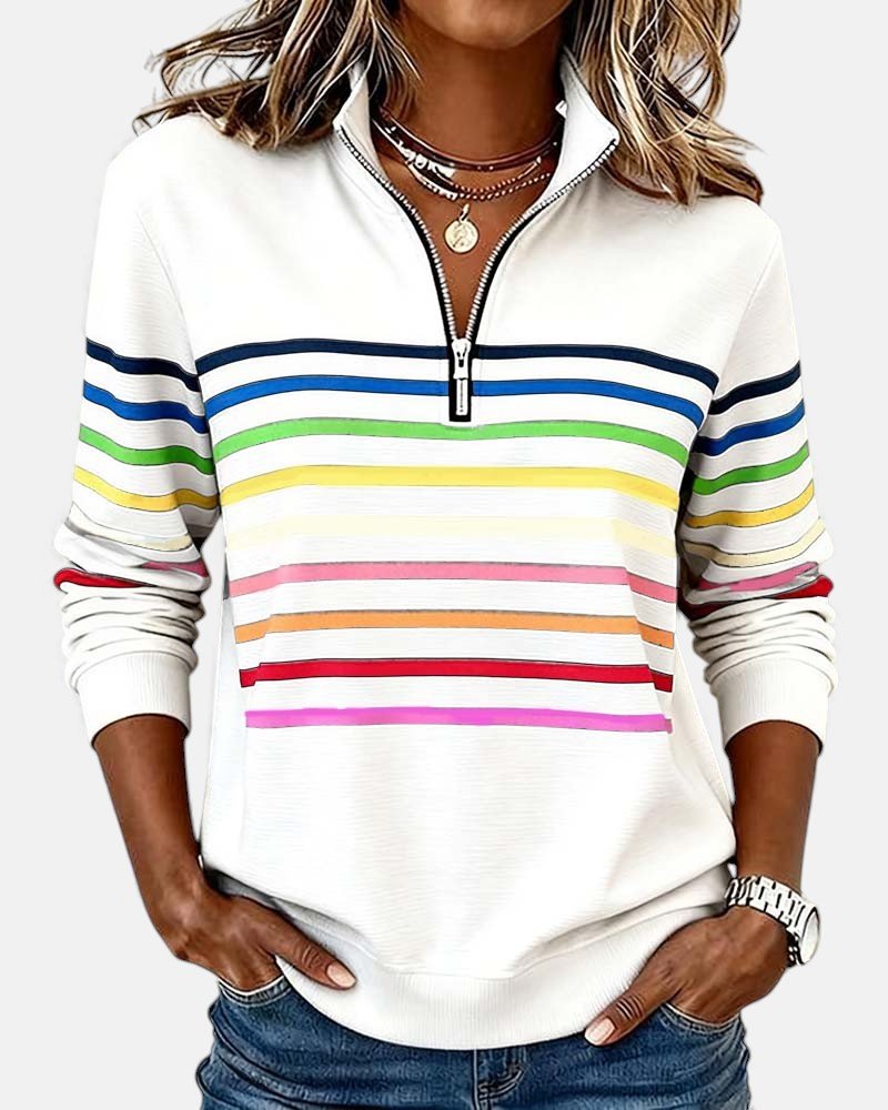 Mourinda - Gestreiftes Sweatshirt in Viertellänge