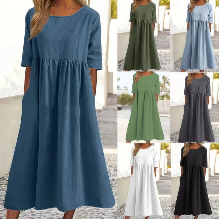 Maikee - Baumwollkleid Mit Rundhalsausschnitt Und Taschen