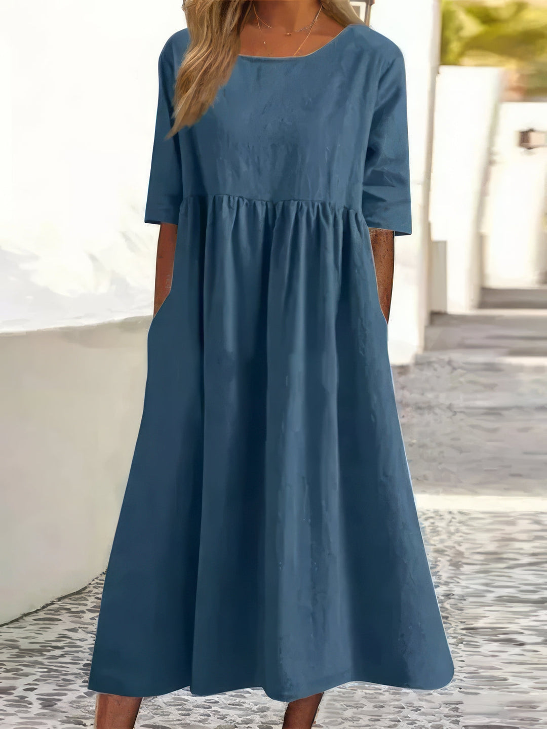 Maikee - Baumwollkleid Mit Rundhalsausschnitt Und Taschen