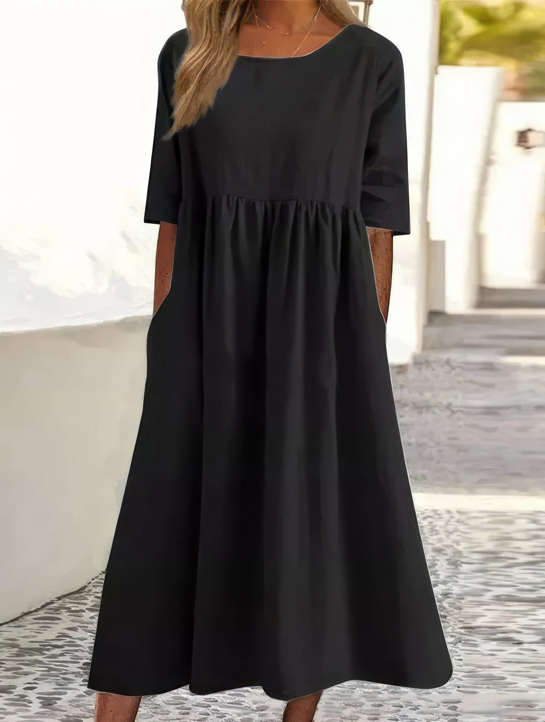 Maikee - Baumwollkleid Mit Rundhalsausschnitt Und Taschen