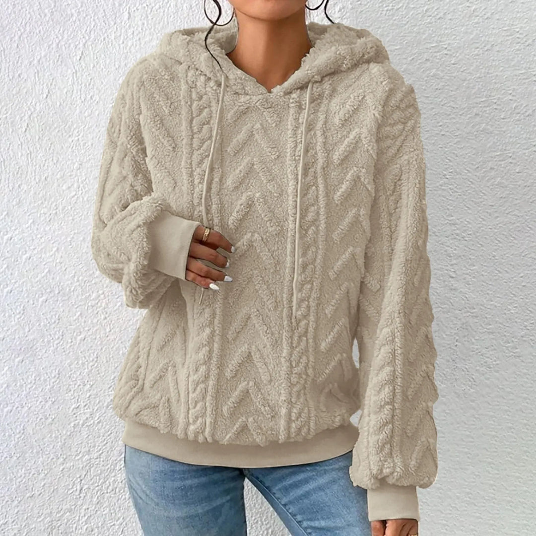 Einfarbiger Plüsch-Jacquard-Kapuzenpullover mit Verdickung