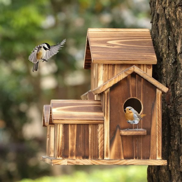 Handgefertigtes Vogelhaus mit 6 Löchern