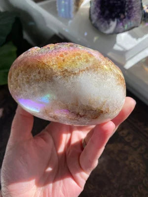 Engel Aura Herz geformt Regenbogen Kristall Cluster