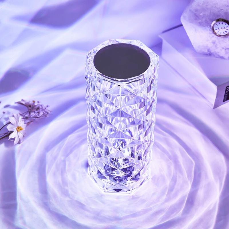 16 Farben Rosenstrahlen Kristall Diamant Tischlampe
