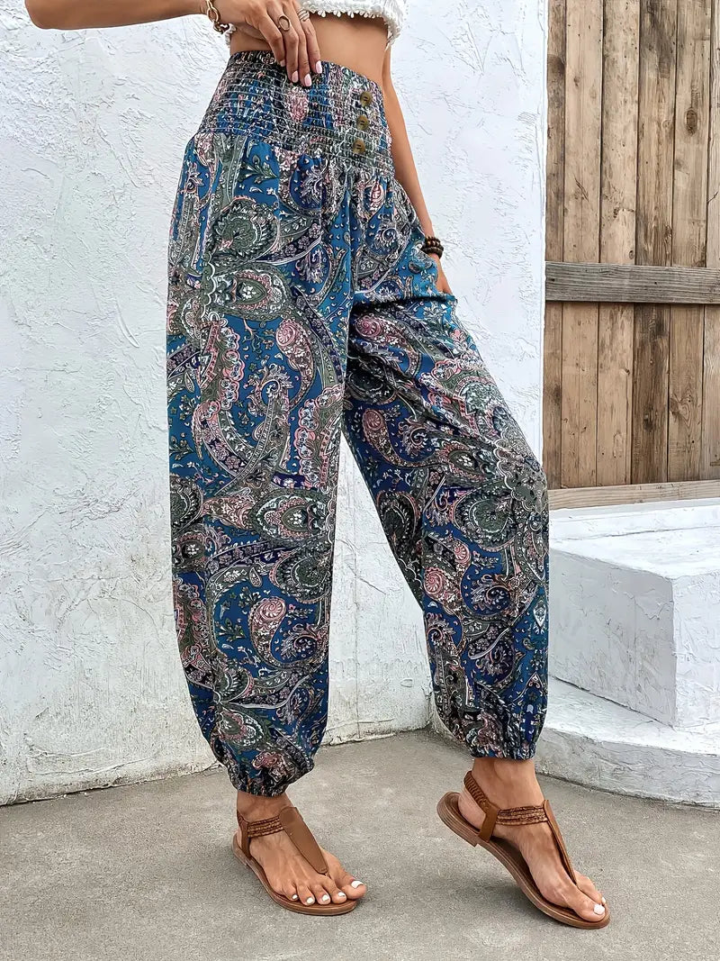 Crescentia™ - Boho Geraffte Taille Lange Hose